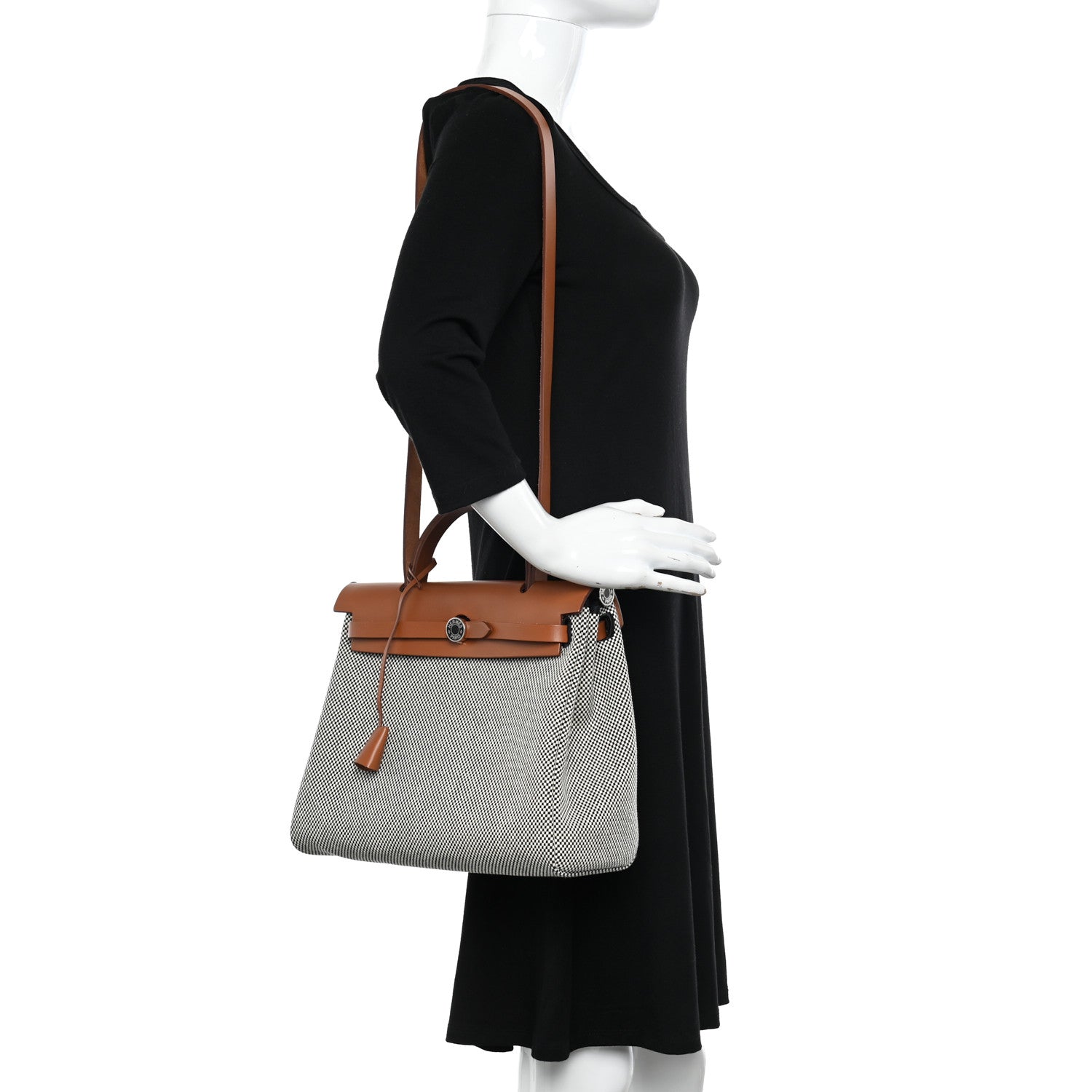 Hermes Vache Hunter Criss Viking Herbag Zip Retourne 31 PM Ecru Black Fauve 2 of 11