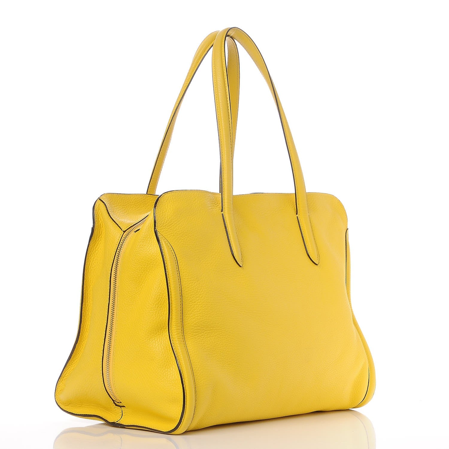 Alexander McQueen Pebbled Calfskin Large Skull Padlock Zip Around Tote Yellow 2 of 13