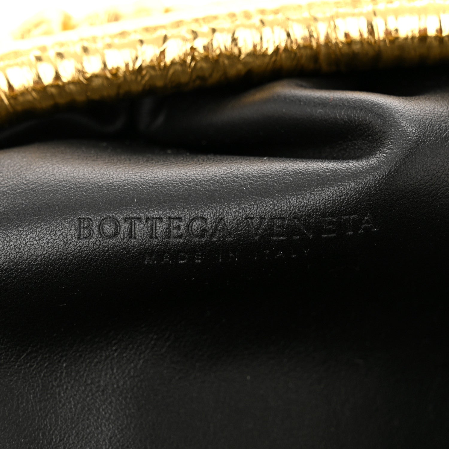 Bottega Veneta Metallic Bark Calfskin Embossed The Pouch Oversized Clutch Oro 6 of 10