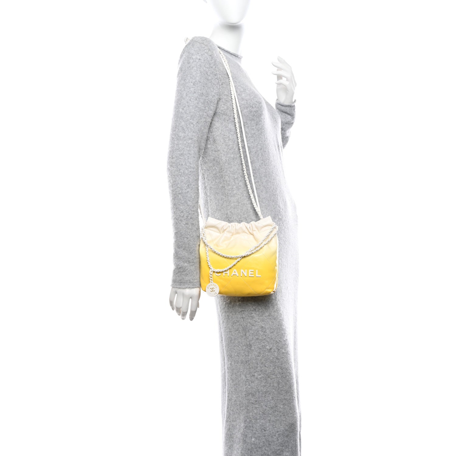Chanel Patent Gradient Calfskin Quilted Mini Chanel 22 White Yellow 2 of 11