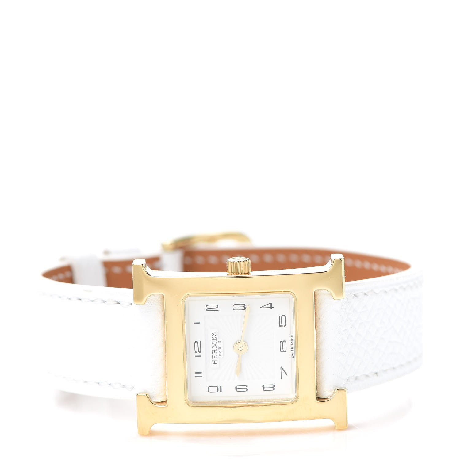 Hermes Stainless Steel Epsom 21mm Heure H Hour Quartz Watch Blanc 2 of 5