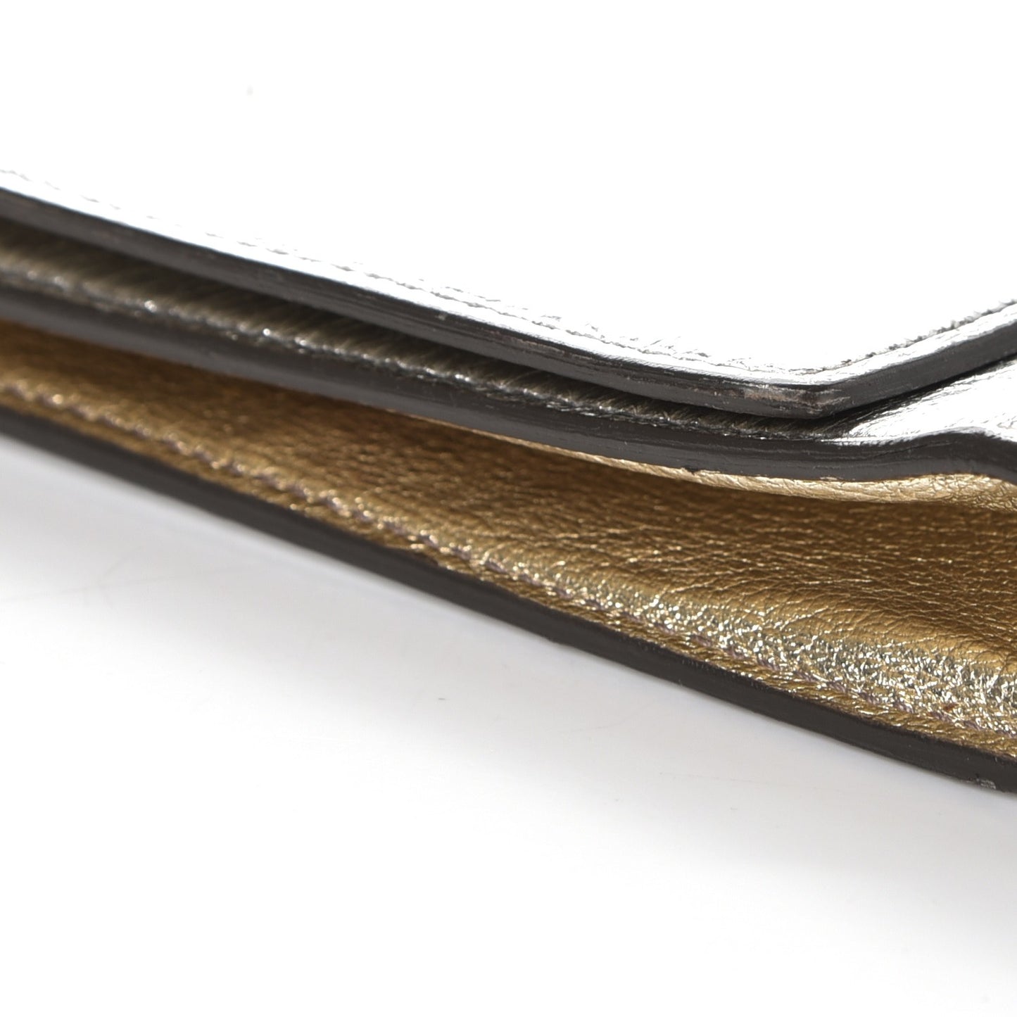 Metallic Calfskin Large Belle De Jour Clutch Silver Gold