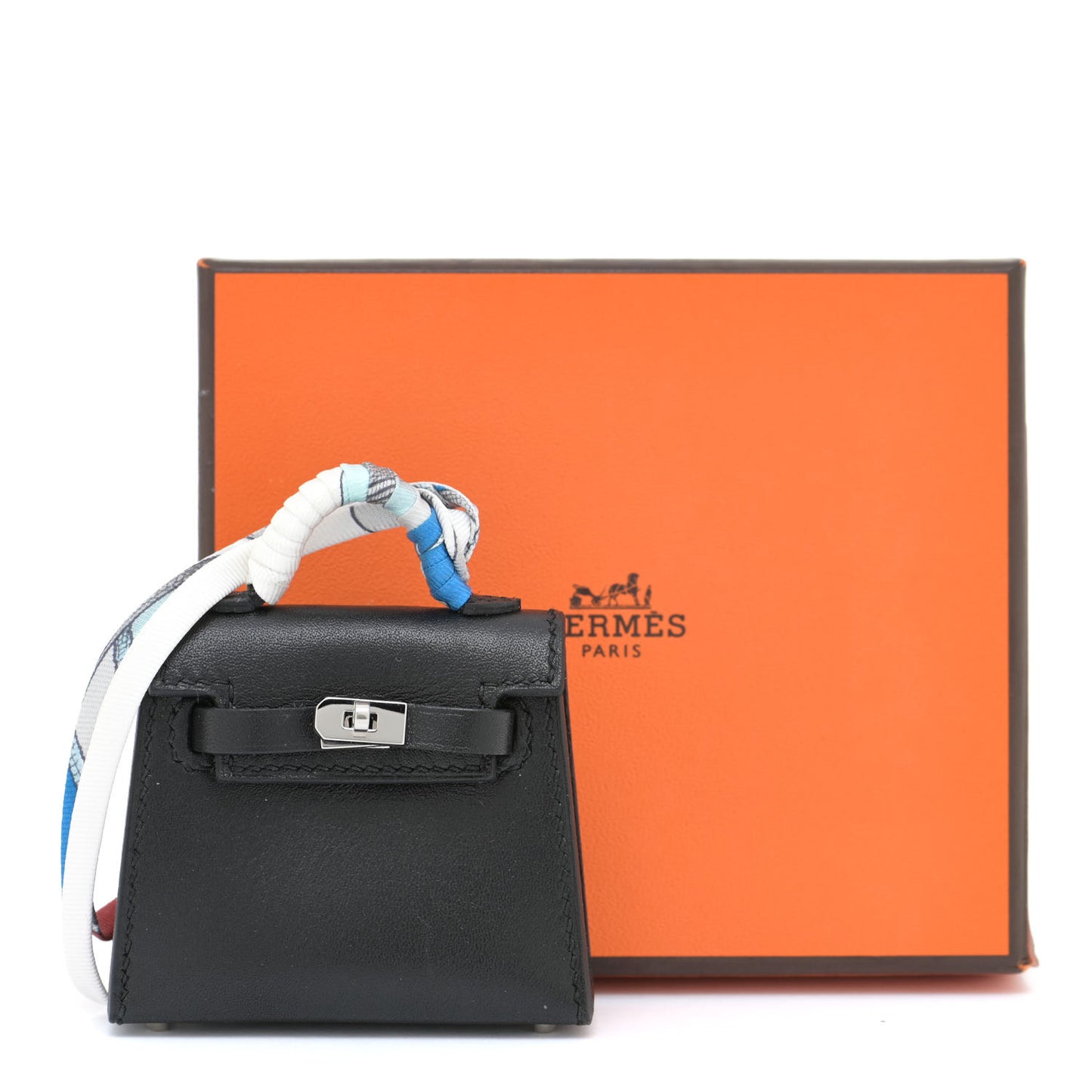 Tadelakt Mini Kelly Twilly Bag Charm Black