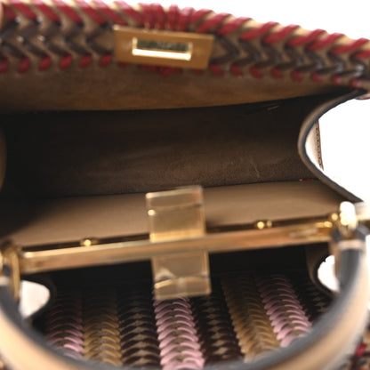Fendi Vitello King Shiny Nappa Intreccio Petite Peekaboo I SEE U Satchel Miel Mogano Rosa Fragola 5 of 9