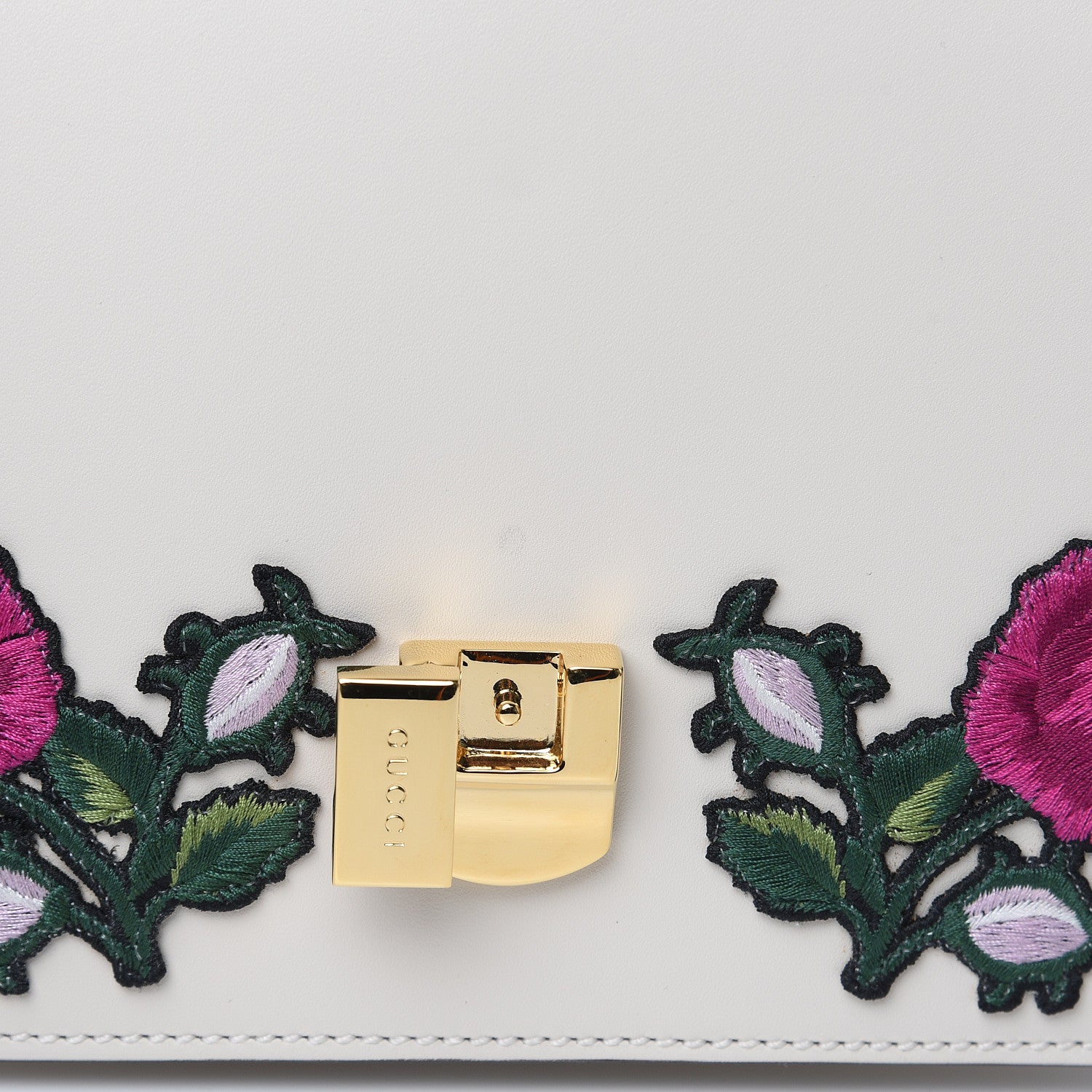 Gucci Calfskin Embroidered Mini Sylvie Top Handle Bag White 12 of 12