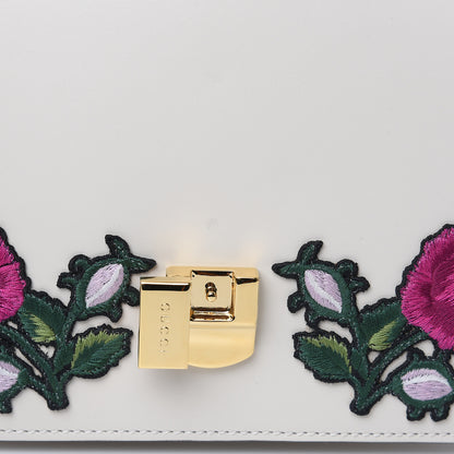 Gucci Calfskin Embroidered Mini Sylvie Top Handle Bag White 12 of 12