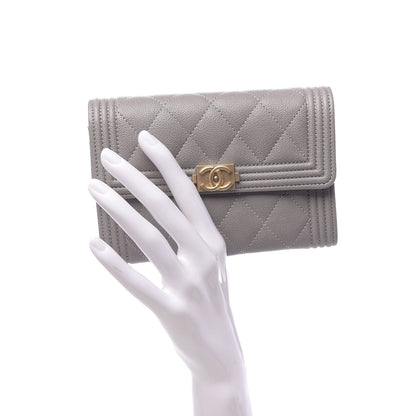 Chanel Caviar Quilted Medium Boy Flap Wallet Grey 2 of 9