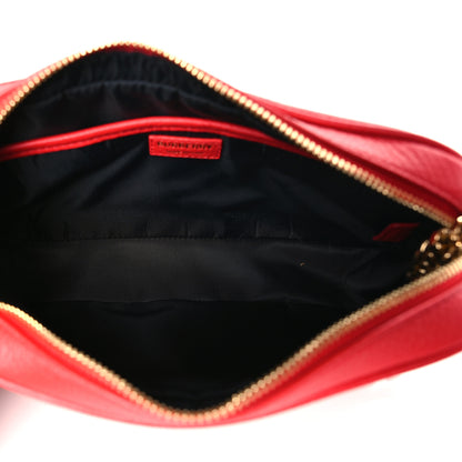 Burberry Calfskin Monogram Embossed Elongated Camera Bag Red 5 of 8