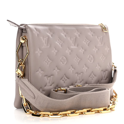 Louis Vuitton Lambskin Embossed Monogram Coussin PM Grey 3 of 8