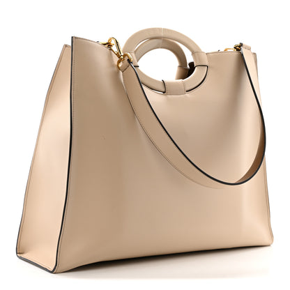 Fendi Vitello Liberty Plexiglass Stamp Patch Perforated Medium Runaway Shopper Tote Nuvola 3 of 15