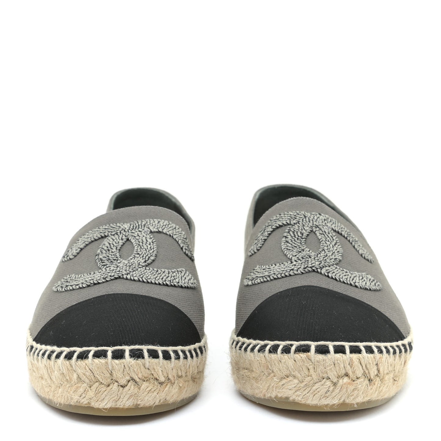 Canvas Grosgrain CC Espadrilles 39 Grey Black