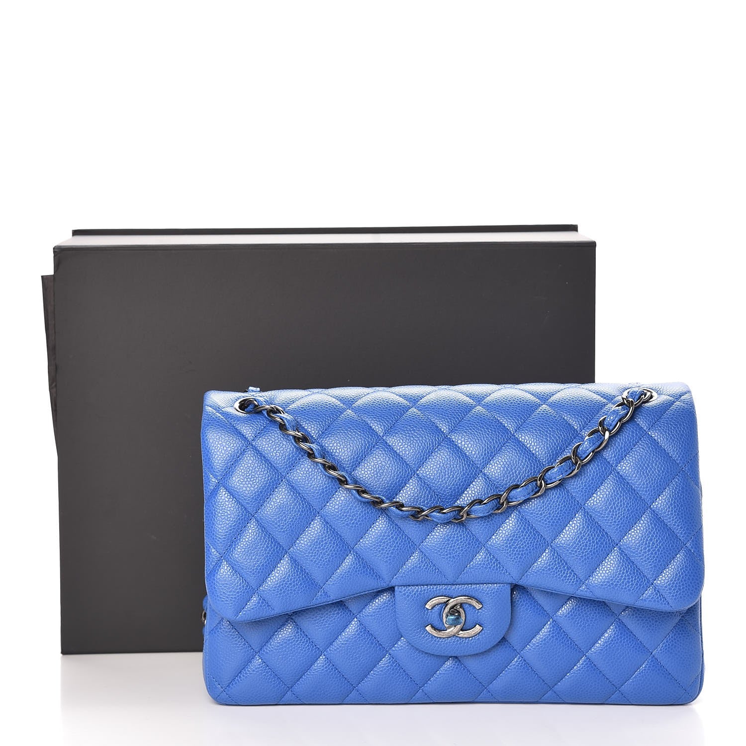 Chanel Caviar Quilted Jumbo Double Flap Blue 9 of 9