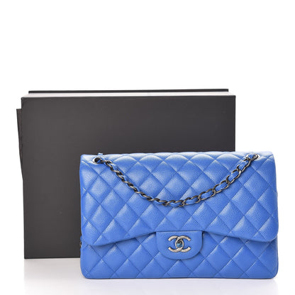 Chanel Caviar Quilted Jumbo Double Flap Blue 9 of 9
