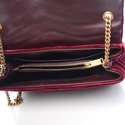 Saint Laurent Velvet Y Quilted Monogram Small Loulou Chain Satchel Burgundy 5 of 15