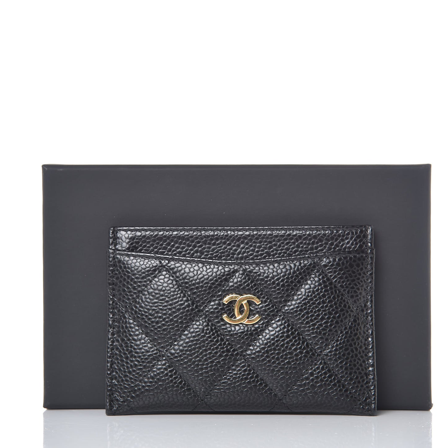 Caviar Quilted Card Holder Black