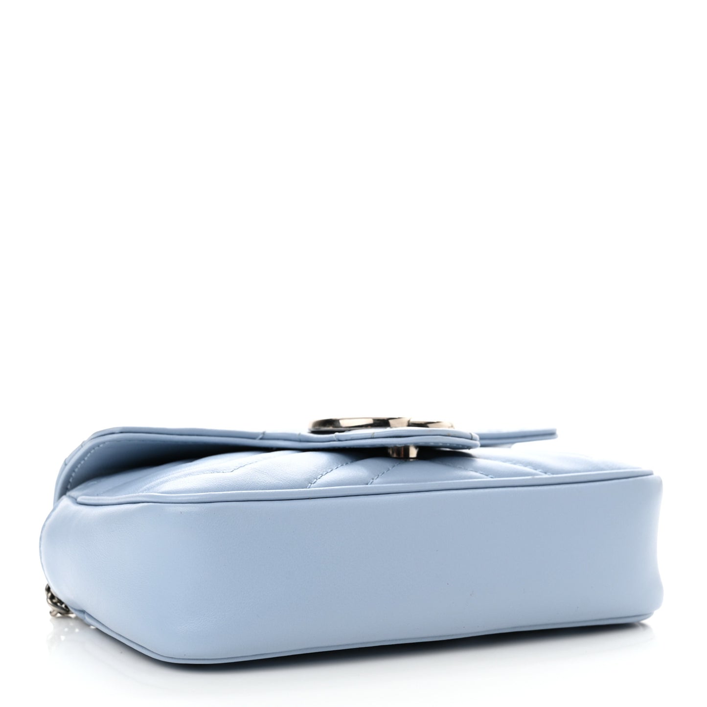 Calfskin Matelasse Super Mini GG Marmont Shoulder Bag Porcelain Light Blue