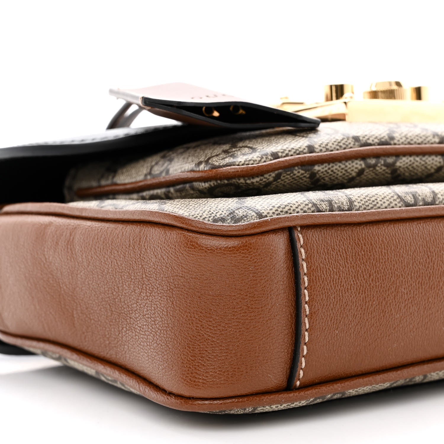 Gucci GG Supreme Monogram New Sakai Lux Calfskin Mini Padlock Flap Pocket Shoulder Bag Beige Ebony Black Cuir 9 of 10