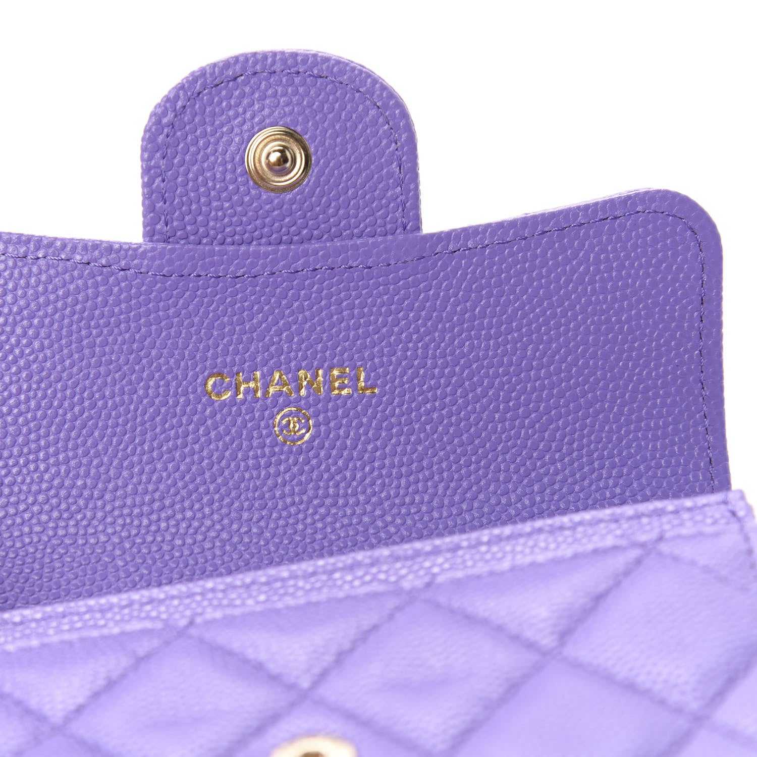 Chanel Caviar Quilted Flap Card Holder Wallet Purple 6 of 9