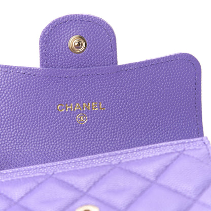 Chanel Caviar Quilted Flap Card Holder Wallet Purple 6 of 9
