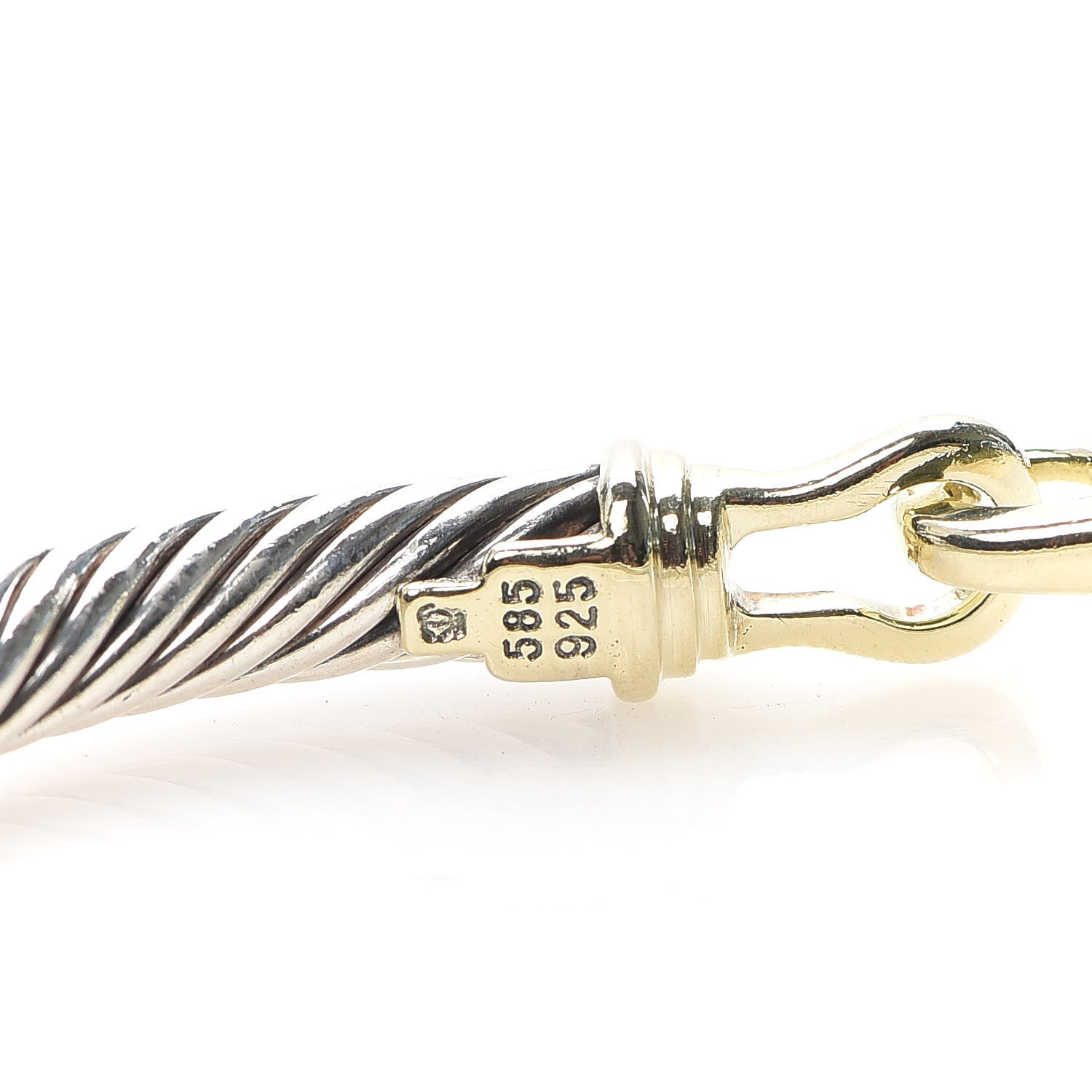 David Yurman Sterling Silver 14K Yellow Gold 5mm Cable Classic Buckle Bracelet 4 of 5