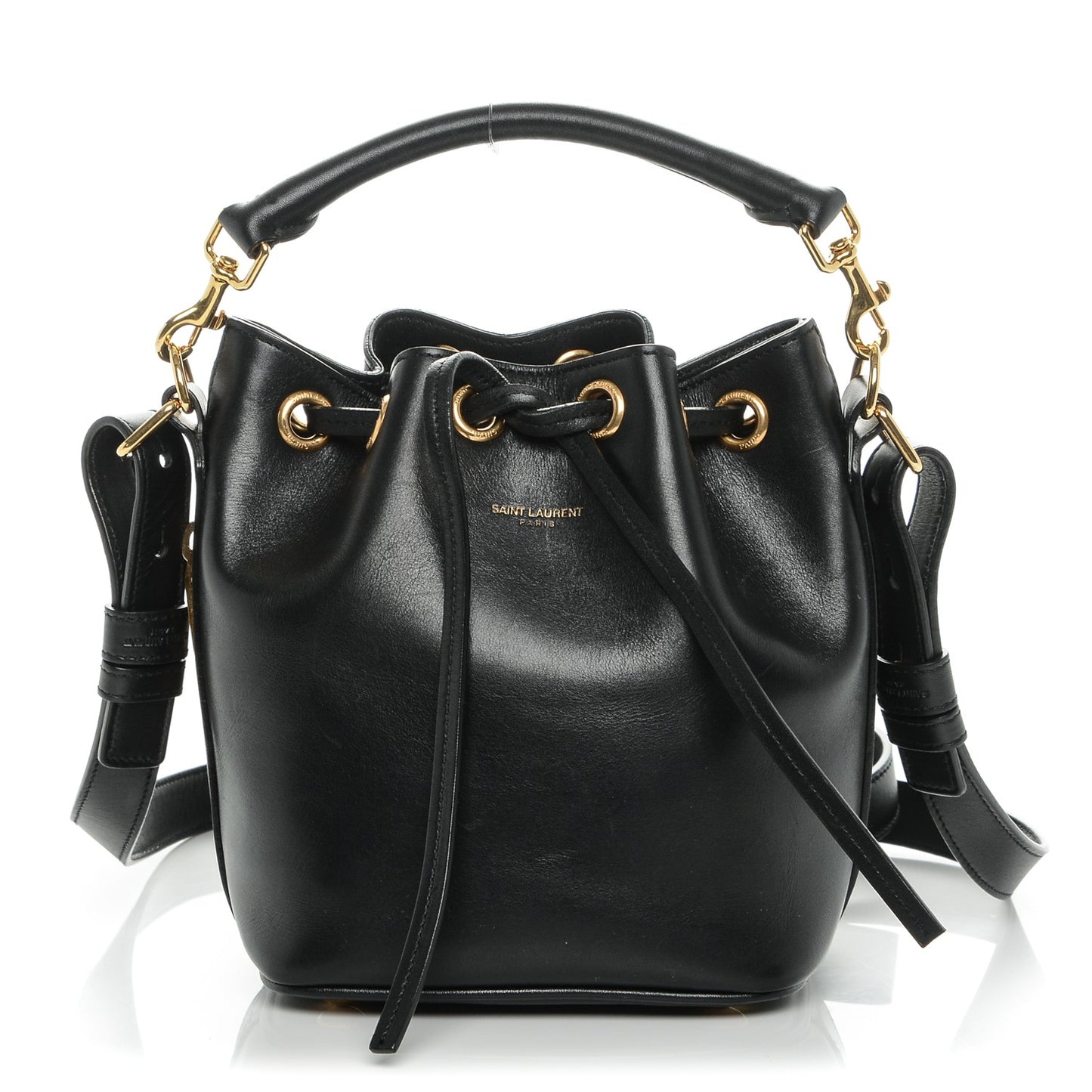 Calfskin Small Emmanuelle Bucket Bag Black