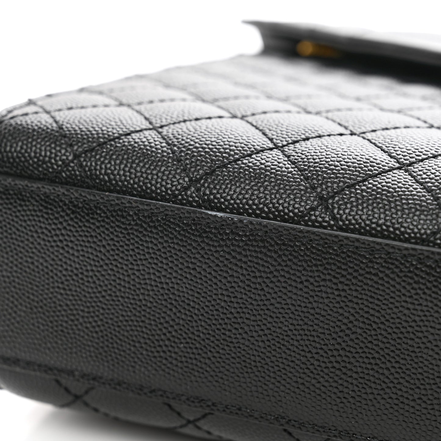 Grain De Poudre Textured Mixed Matelasse Large Triquilt Monogram Satchel Black