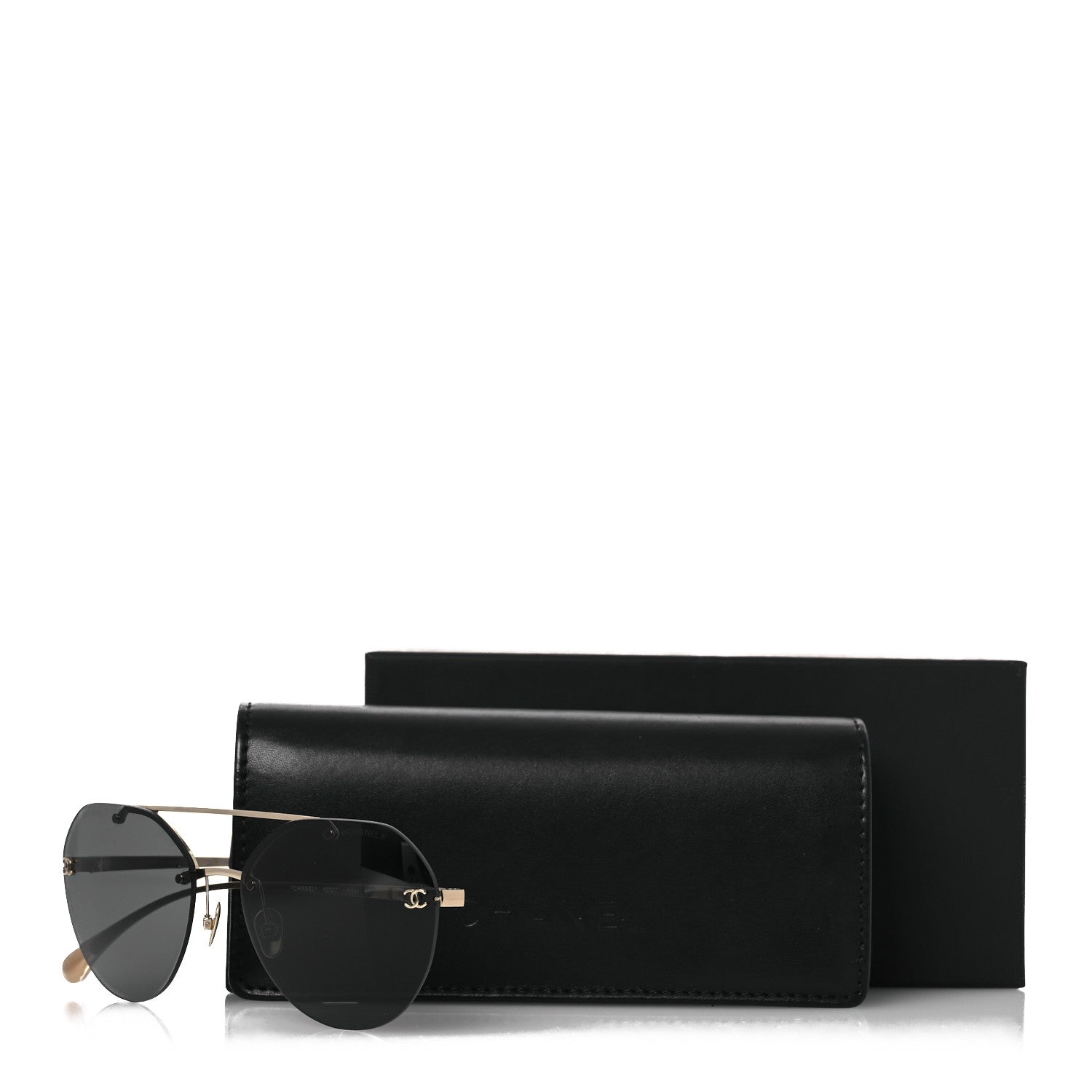 Chanel Titanium CC Pilot Aviator Sunglasses 4272-T Black Gold 8 of 8
