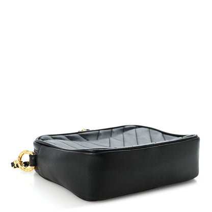 Chanel Lambskin Chevron Quilted Small Camera Case Black 3 of 9