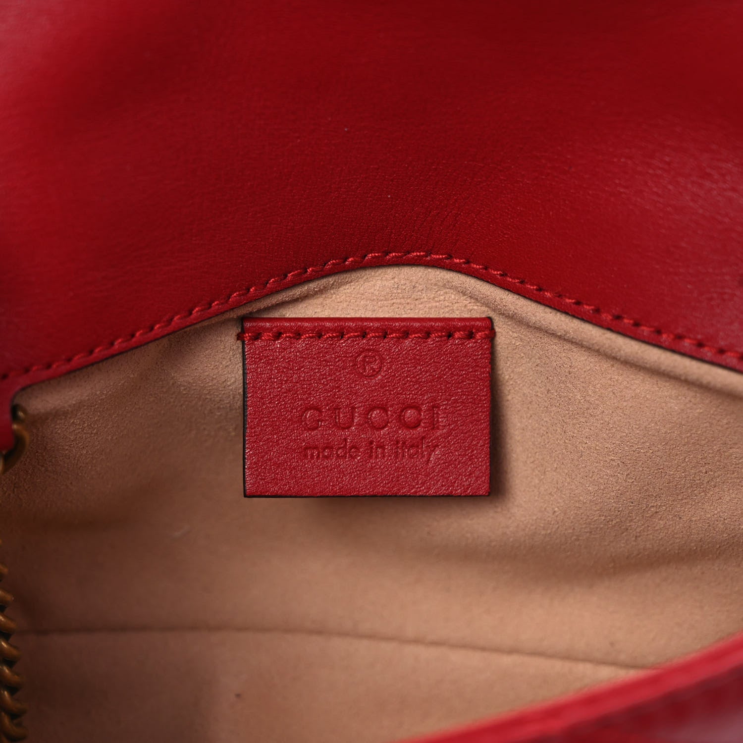 Gucci Calfskin Matelasse Super Mini GG Marmont Shoulder Bag Hibiscus Red 6 of 9