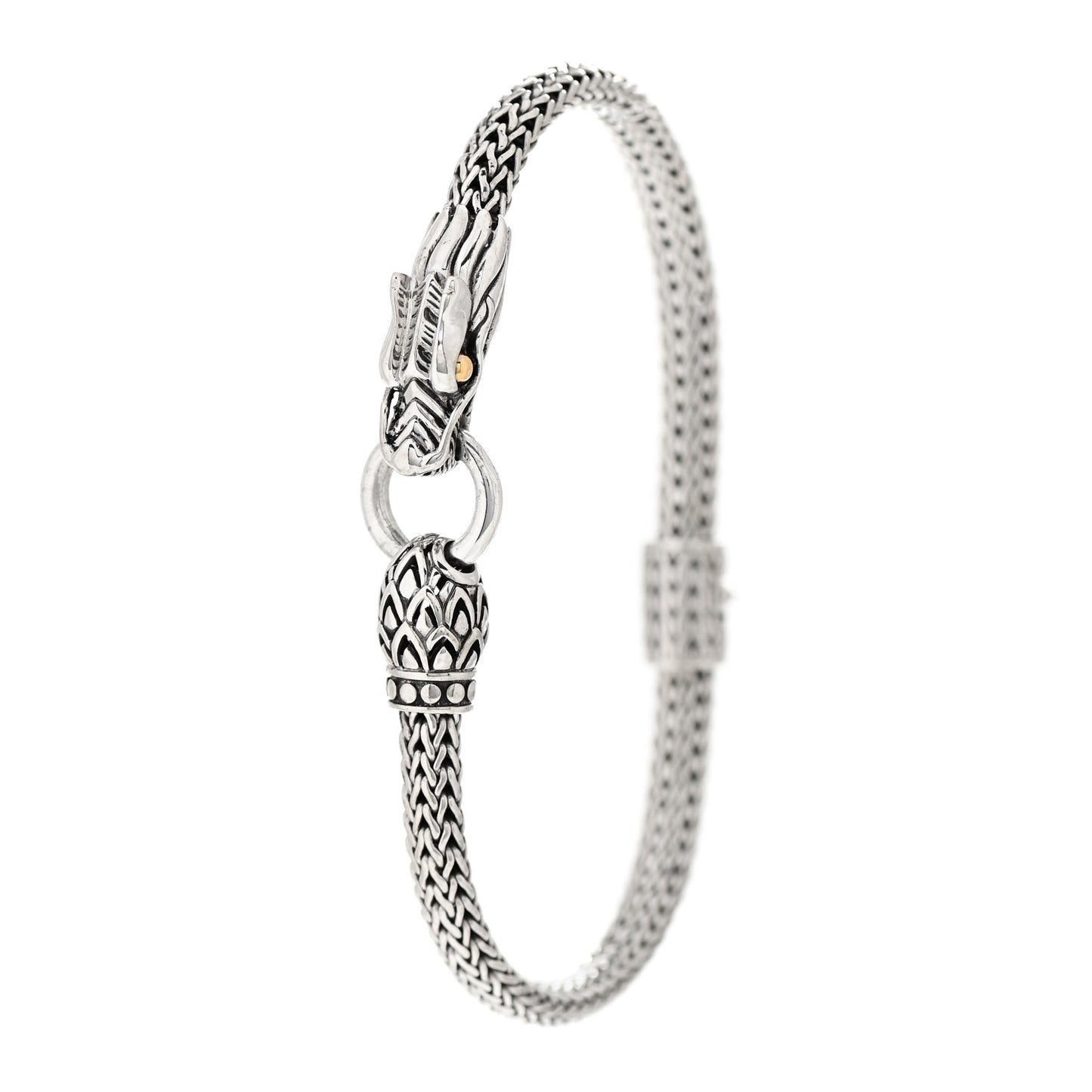 Sterling Silver 18K Yellow Gold 5mm Naga Dragon Station Bracelet