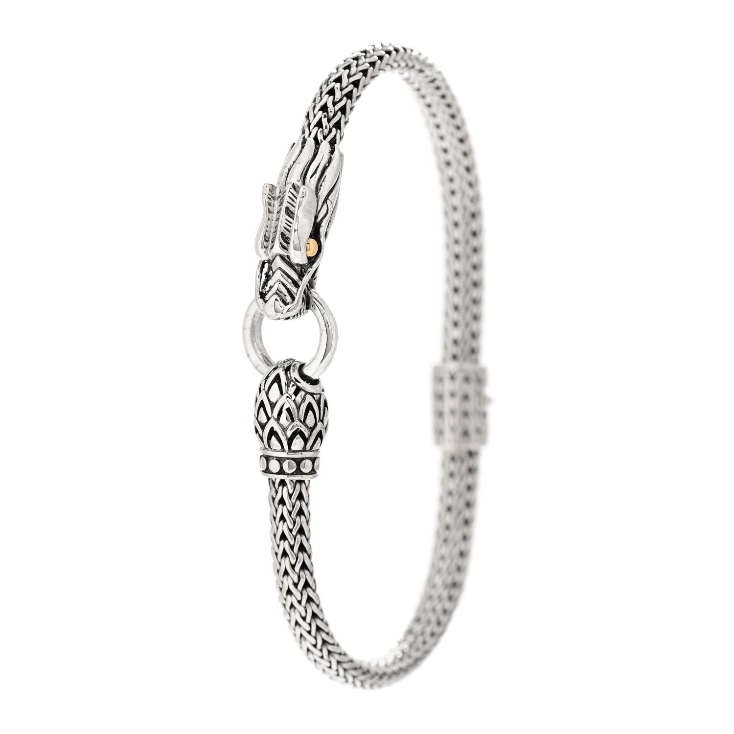 John Hardy Sterling Silver 18K Yellow Gold 5mm Naga Dragon Station Bracelet 1 of 4
