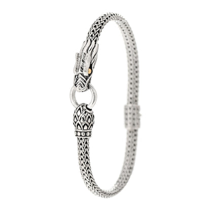 John Hardy Sterling Silver 18K Yellow Gold 5mm Naga Dragon Station Bracelet 1 of 4