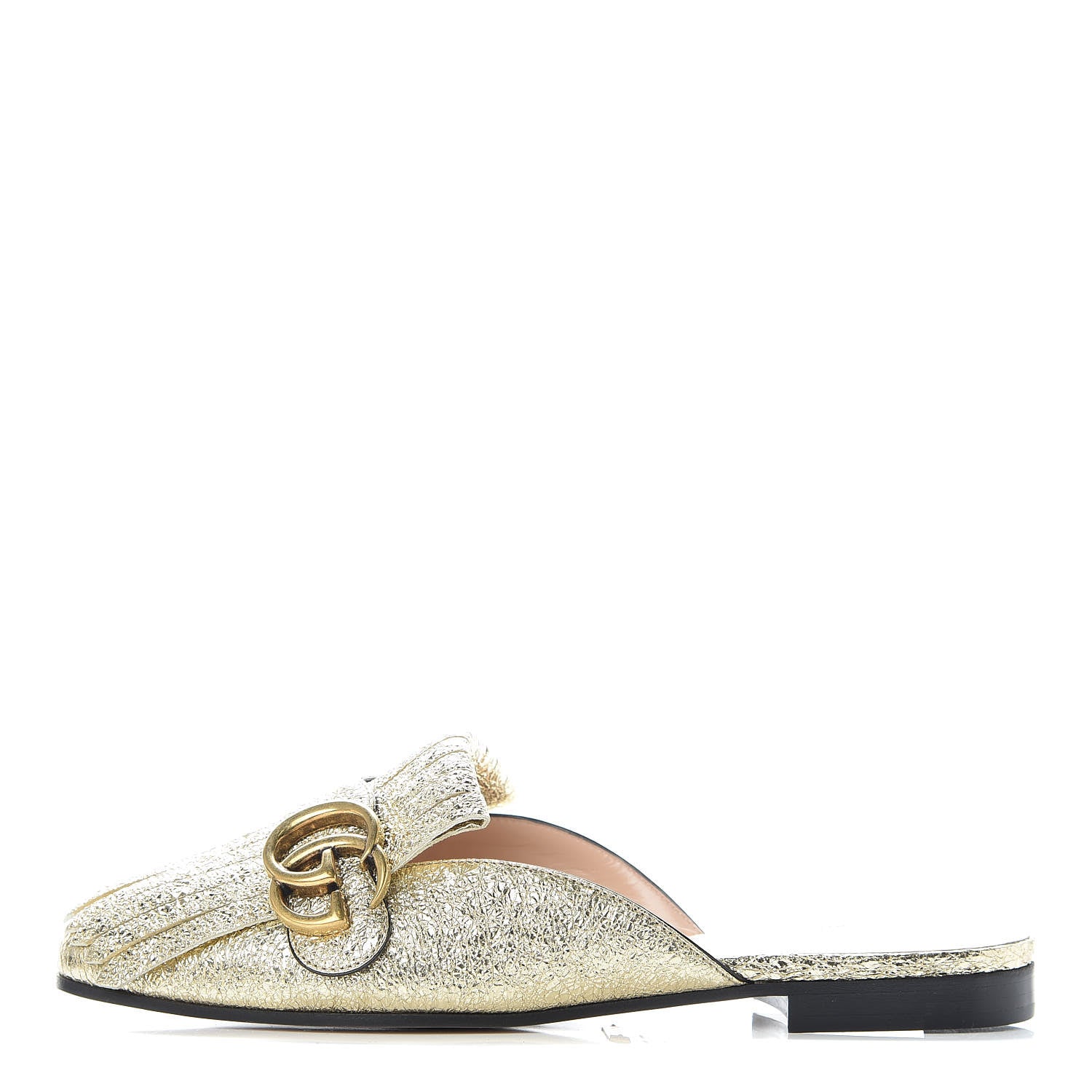 Gucci Galassia Womens GG Marmont Fringe Slippers 37 Platino 1 of 8