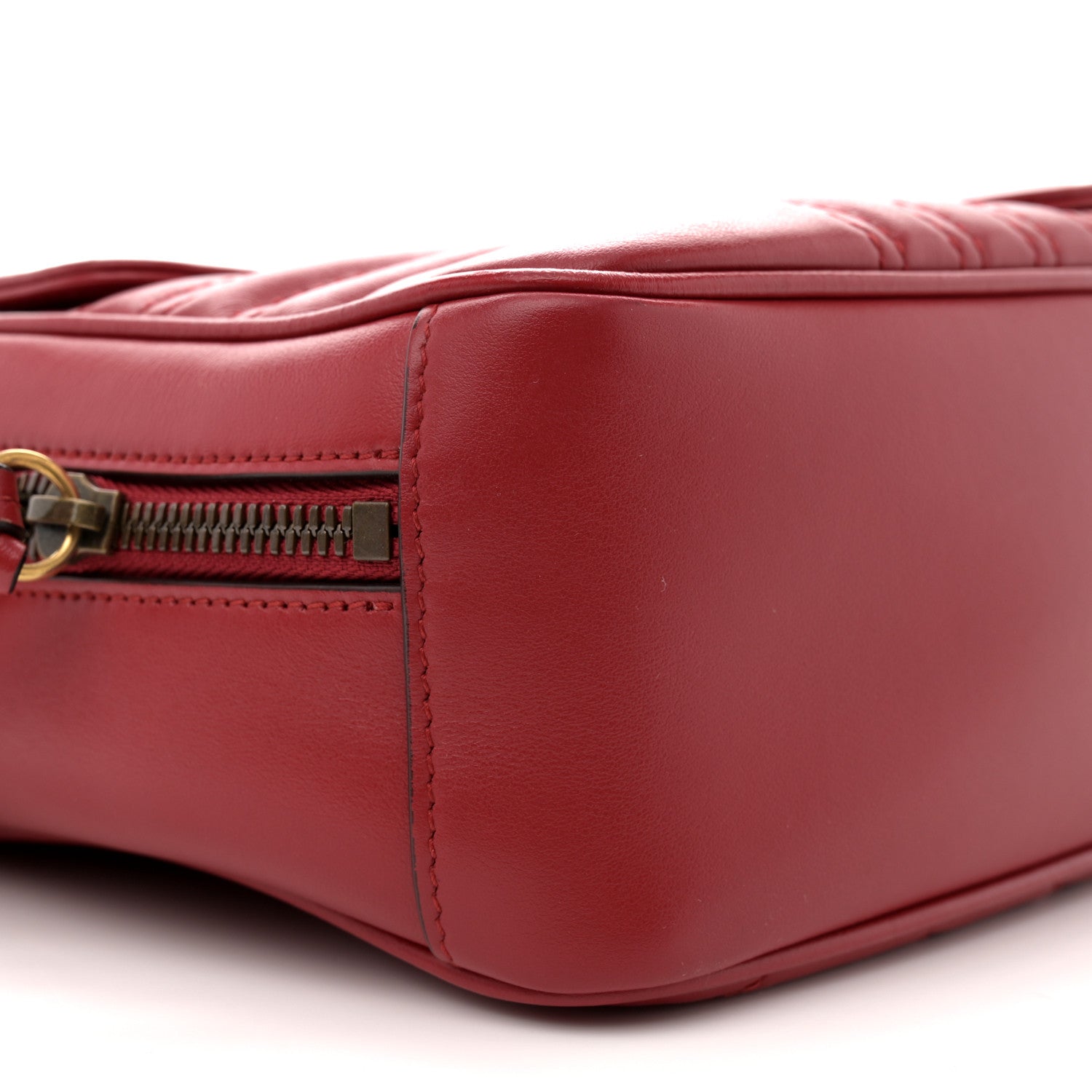 Gucci Calfskin Matelasse Sylvie Web Small GG Marmont Top Handle Shoulder Bag Hibiscus Red 9 of 11