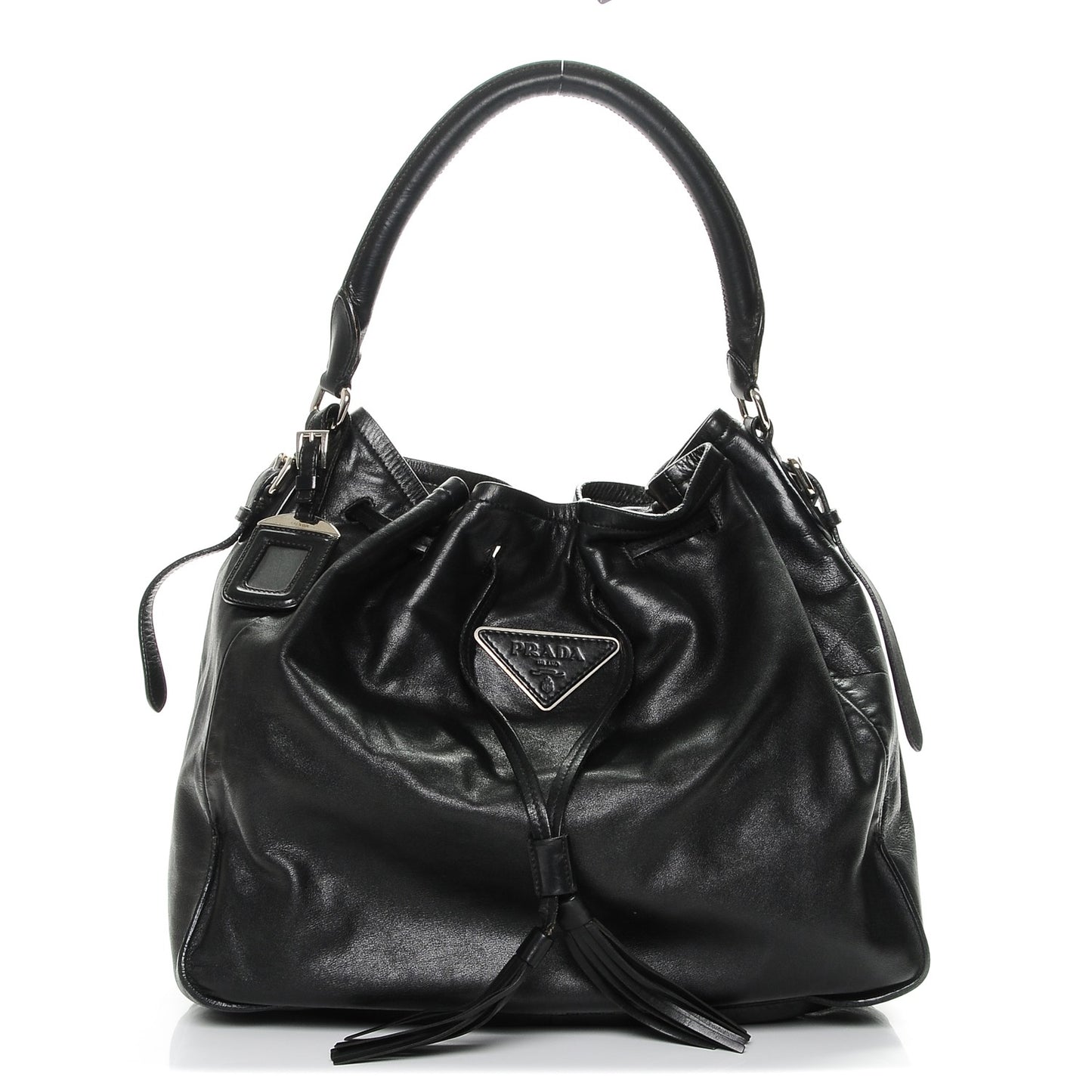 Nappa Drawstring Tote Black