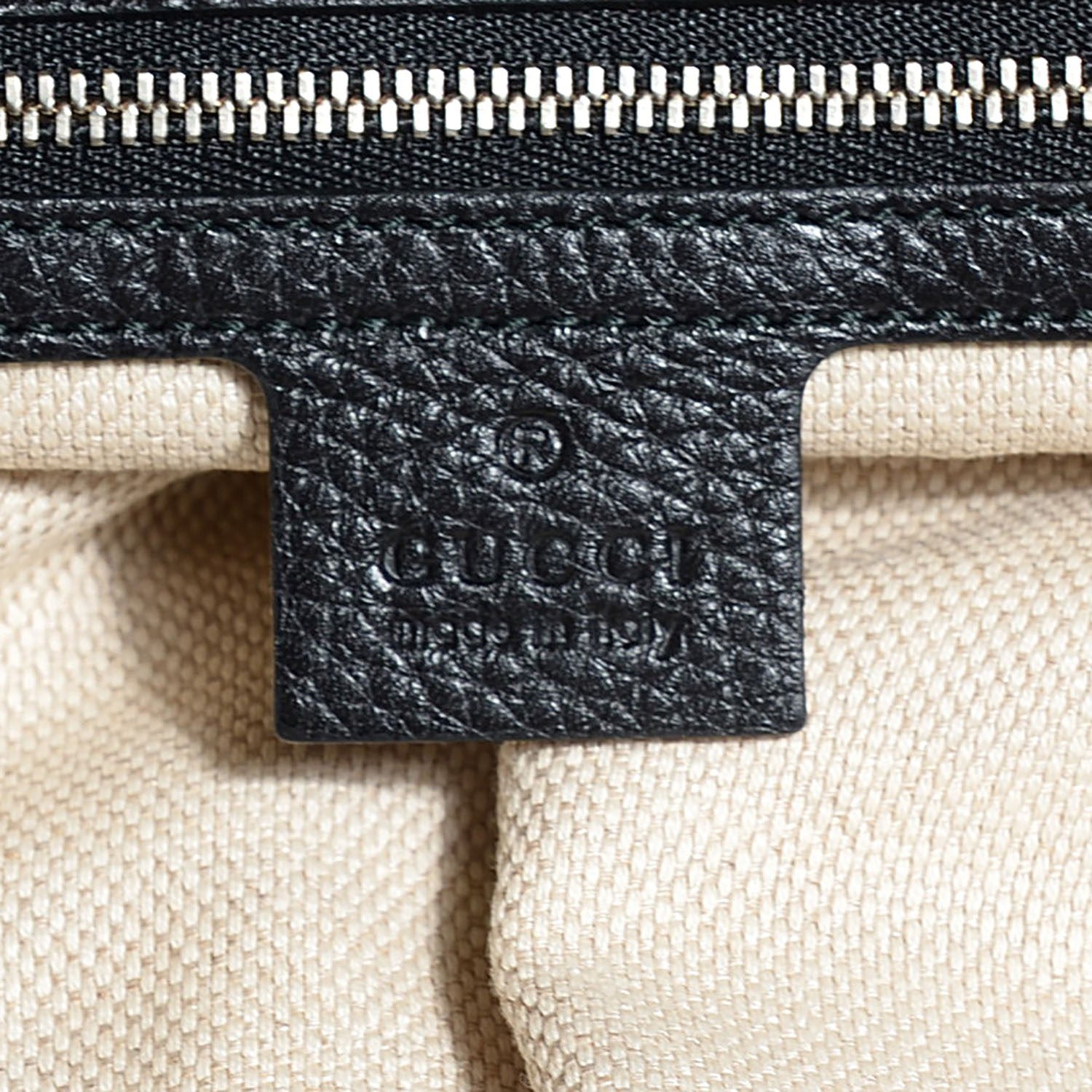 Gucci Pebbled Calfskin Studded Medium Soho Chain Shoulder Bag Black 6 of 7
