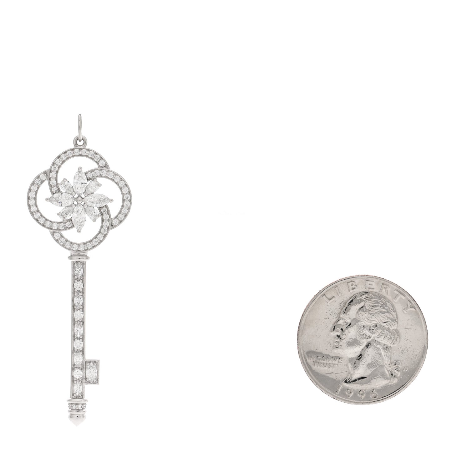 Platinum Diamond Victoria Cluster Key Pendant