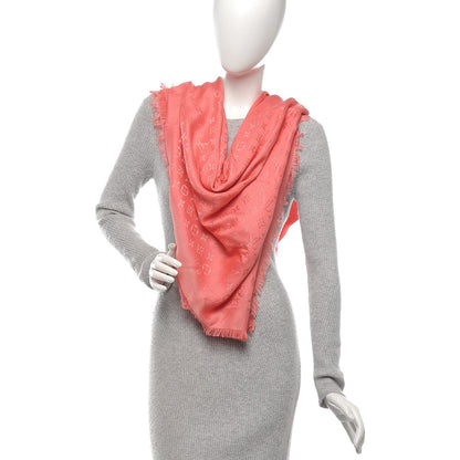 Louis Vuitton Silk Wool Monogram Shawl Pink 2 of 4