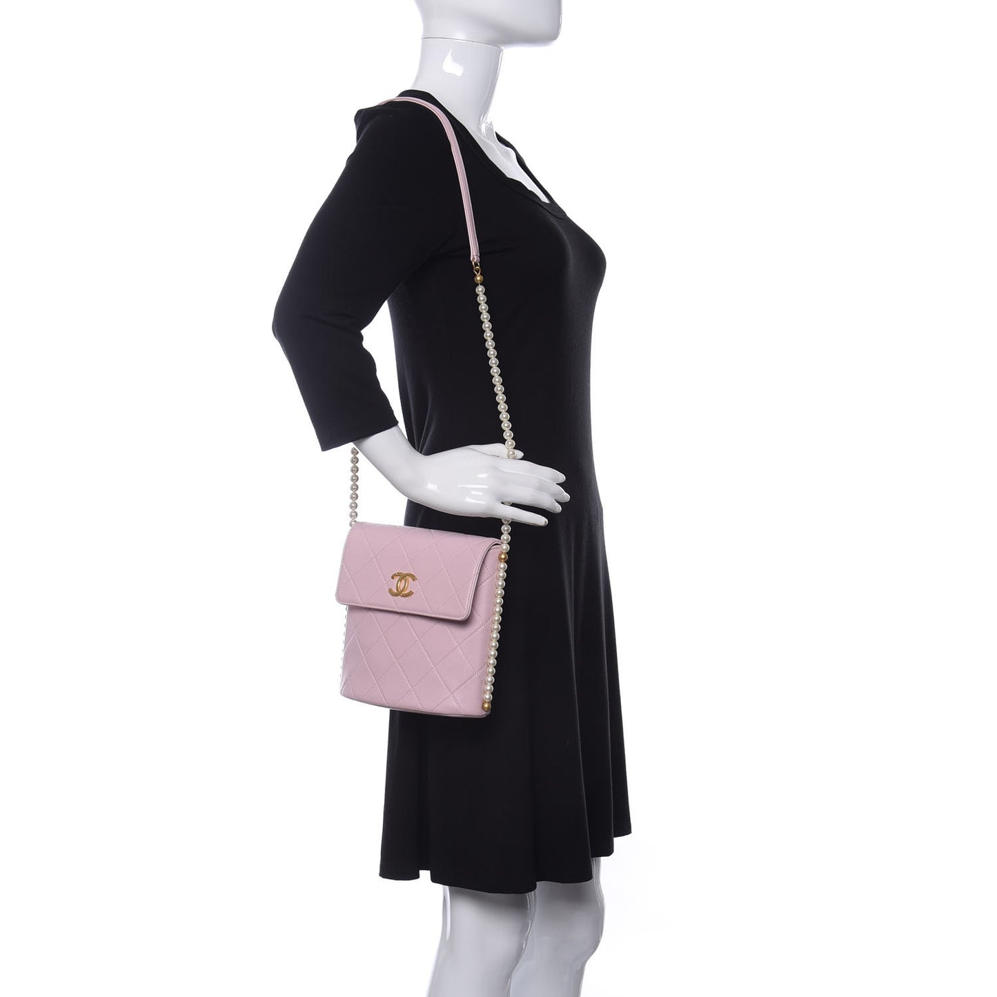 Calfskin Quilted Pearl Small About Pearls Hobo Bag Light Pink