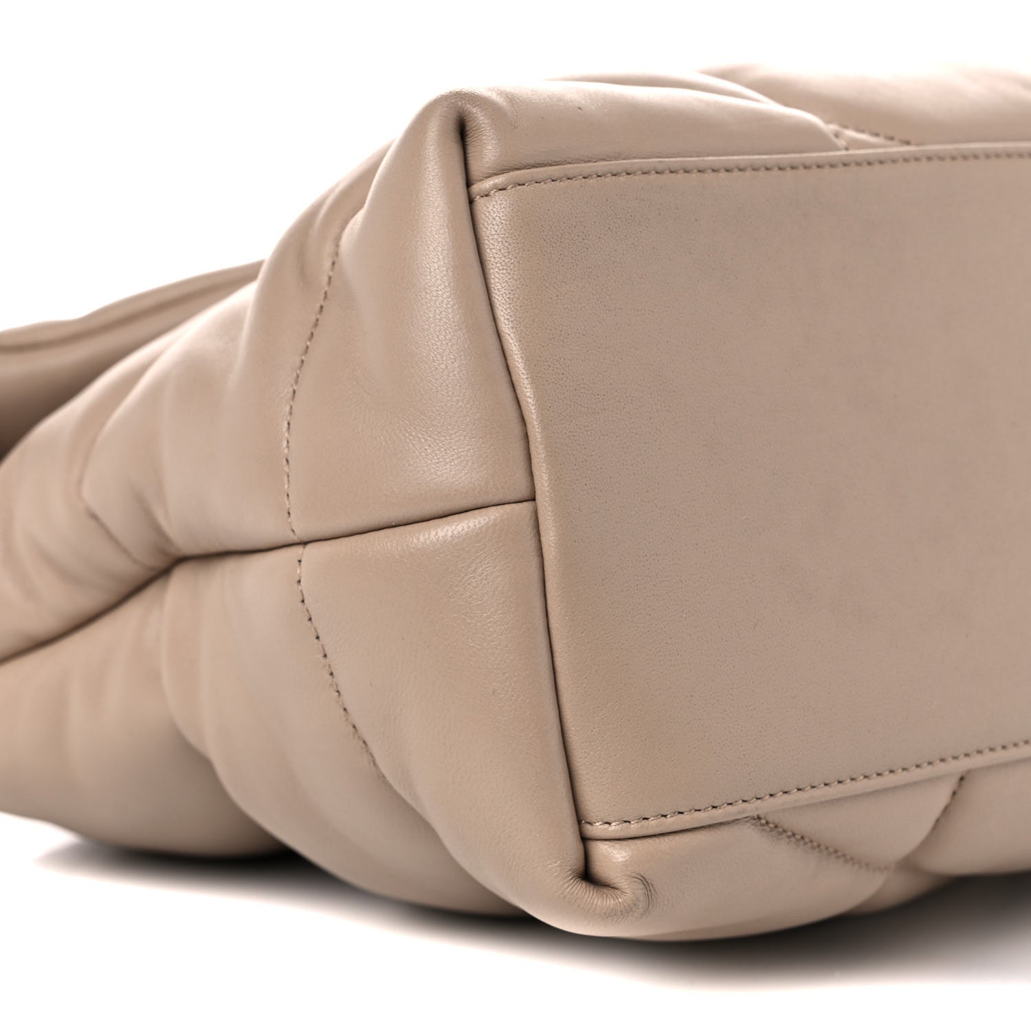 Saint Laurent Lambskin Quilted Medium Loulou Puffer Monogram Chain Satchel Dark Beige 9 of 13