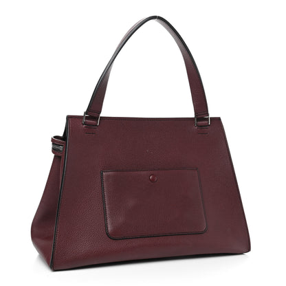 Celine Drummed Calfskin Medium Edge Shoulder Bag Wine 2 of 14
