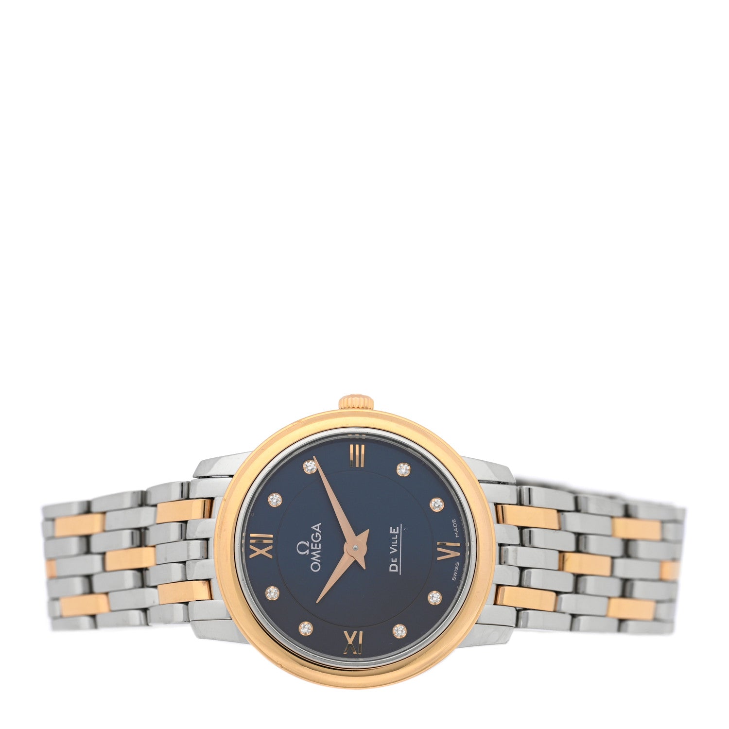 Omega Stainless Steel 18K Yellow Gold 27mm De Ville Prestige Quartz Watch Blue 424.20.27.60.53.001 2 of 4