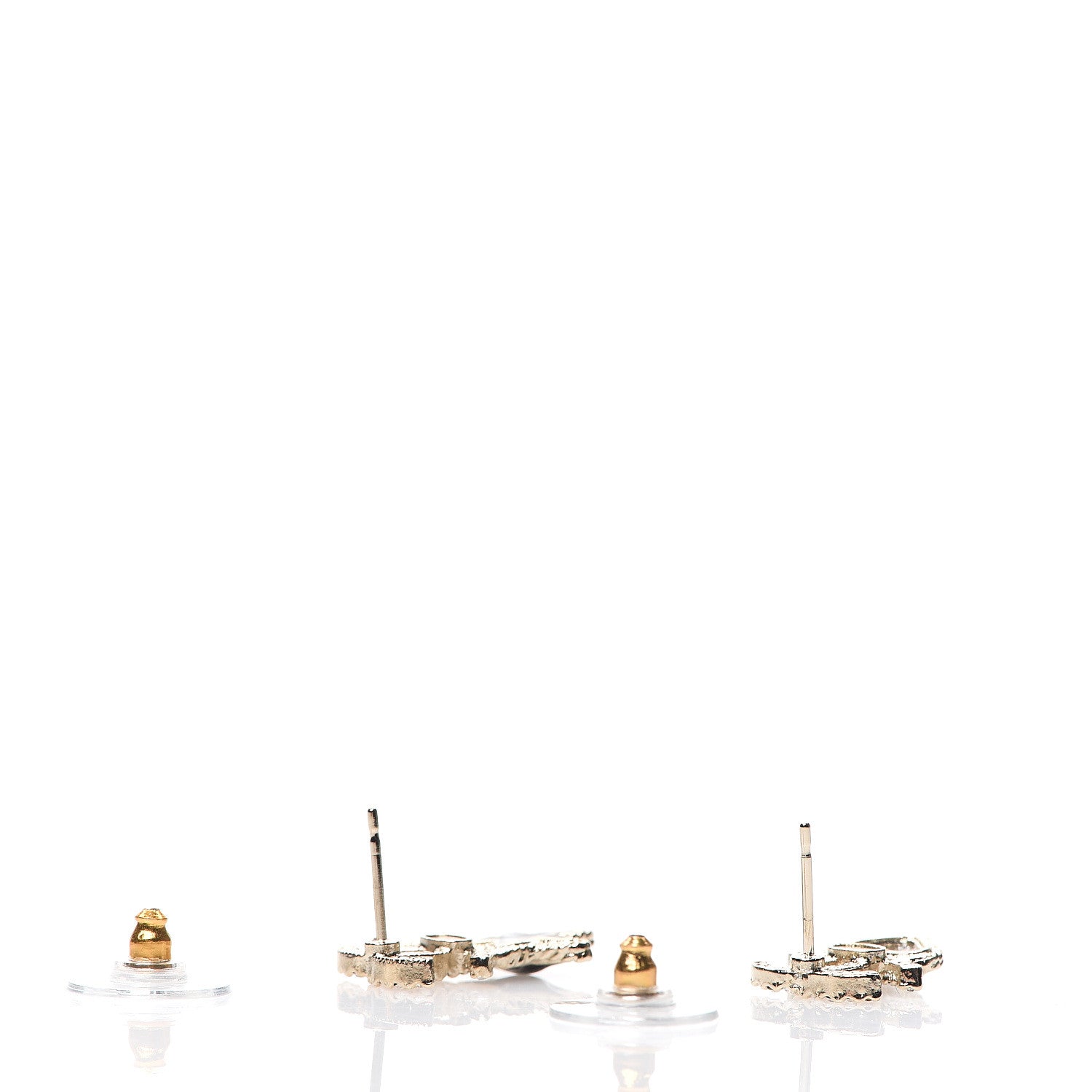 Chanel Crystal Enamel CC Star Heart Earrings Gold 3 of 5