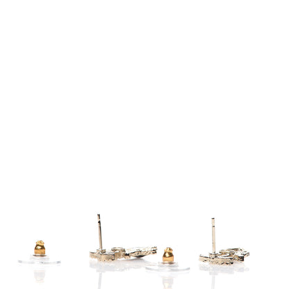 Chanel Crystal Enamel CC Star Heart Earrings Gold 3 of 5