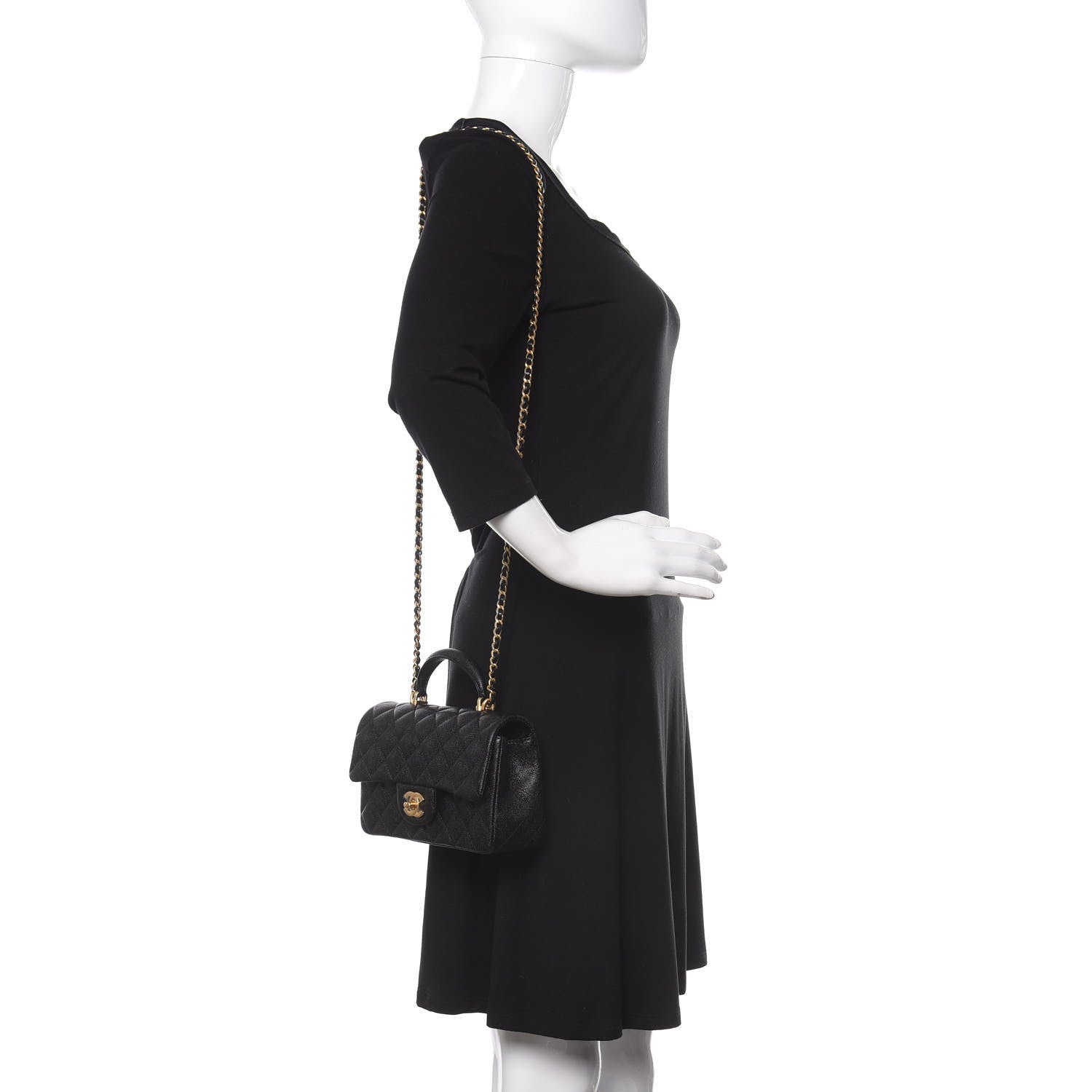 Chanel Caviar Quilted Mini Top Handle Rectangular Flap Black 2 of 9