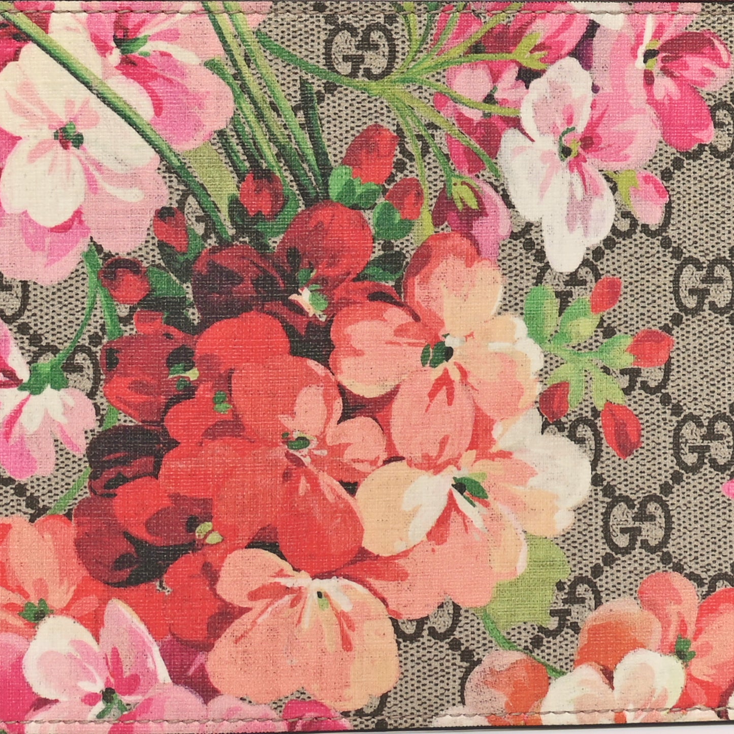 GG Supreme Monogram Blooms Small Zip Pouch Beige Multicolor Dry Rose