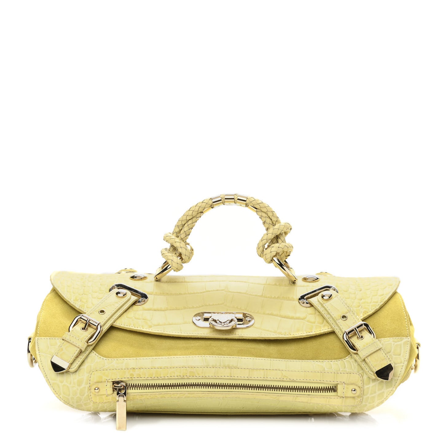Calfskin Crocodile Embossed Canyon Bag Yellow