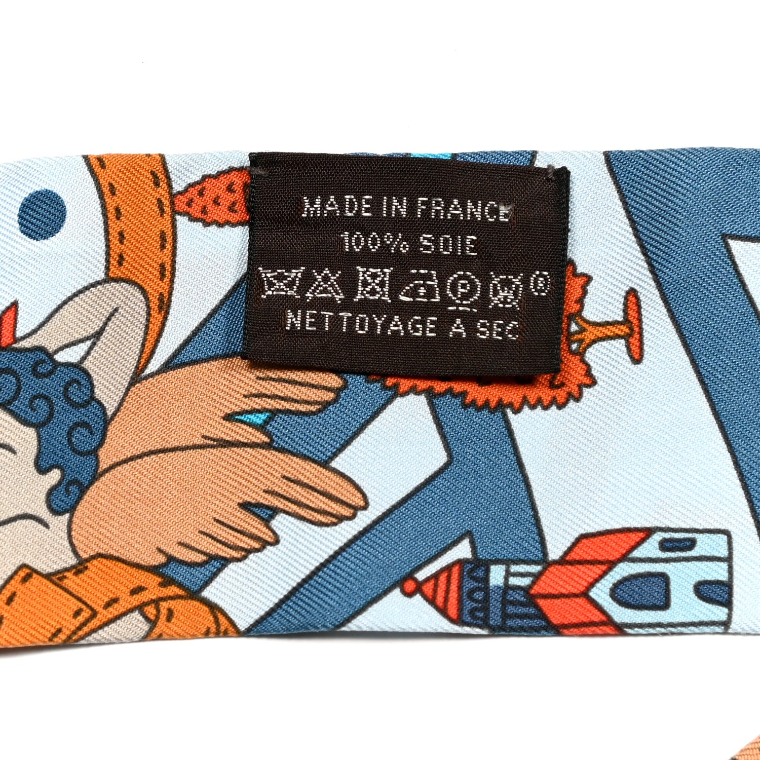 Hermes Silk Les Nouveaux Amoureux de Paris Twilly Ciel Blue Jean Orange 4 of 4
