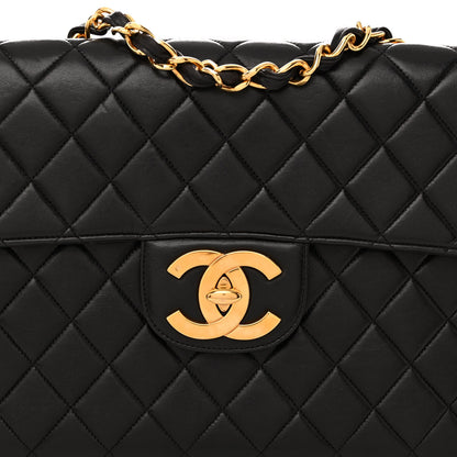 Chanel Lambskin Quilted XL Jumbo Single Flap Black 7 of 9