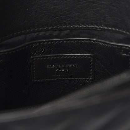 Saint Laurent Sheepskin Matelasse Chevron Monogram Medium College Bag Black 7 of 11